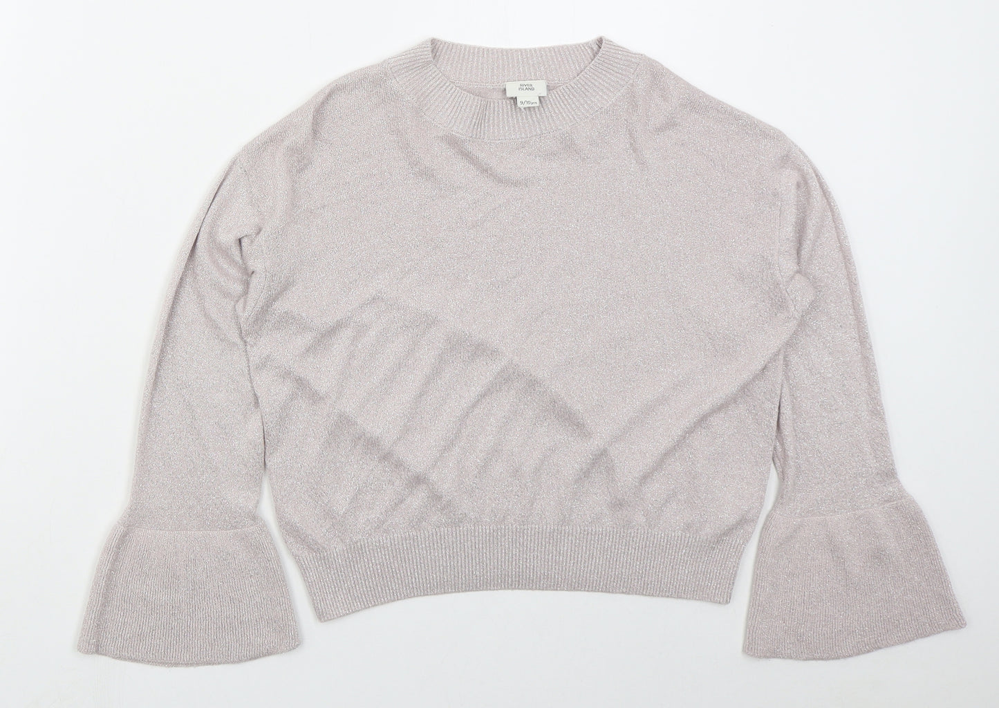 River Island Girls Pink Crew Neck  Viscose Pullover Jumper Size 9-10 Years  Pullover