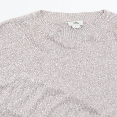 River Island Girls Pink Crew Neck  Viscose Pullover Jumper Size 9-10 Years  Pullover