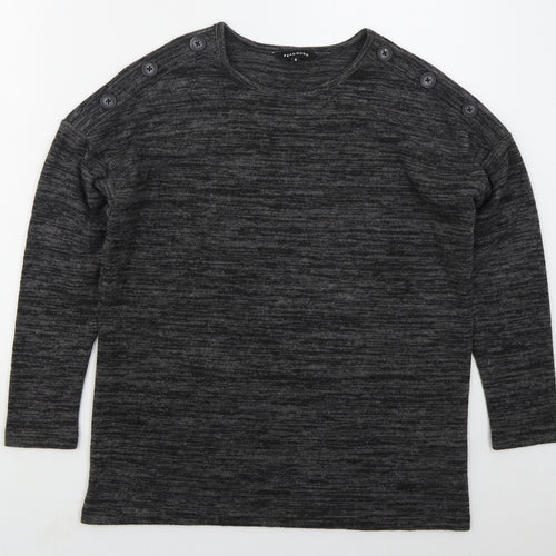 Peacocks Womens Grey Crew Neck  Polyester Pullover Jumper Size 8