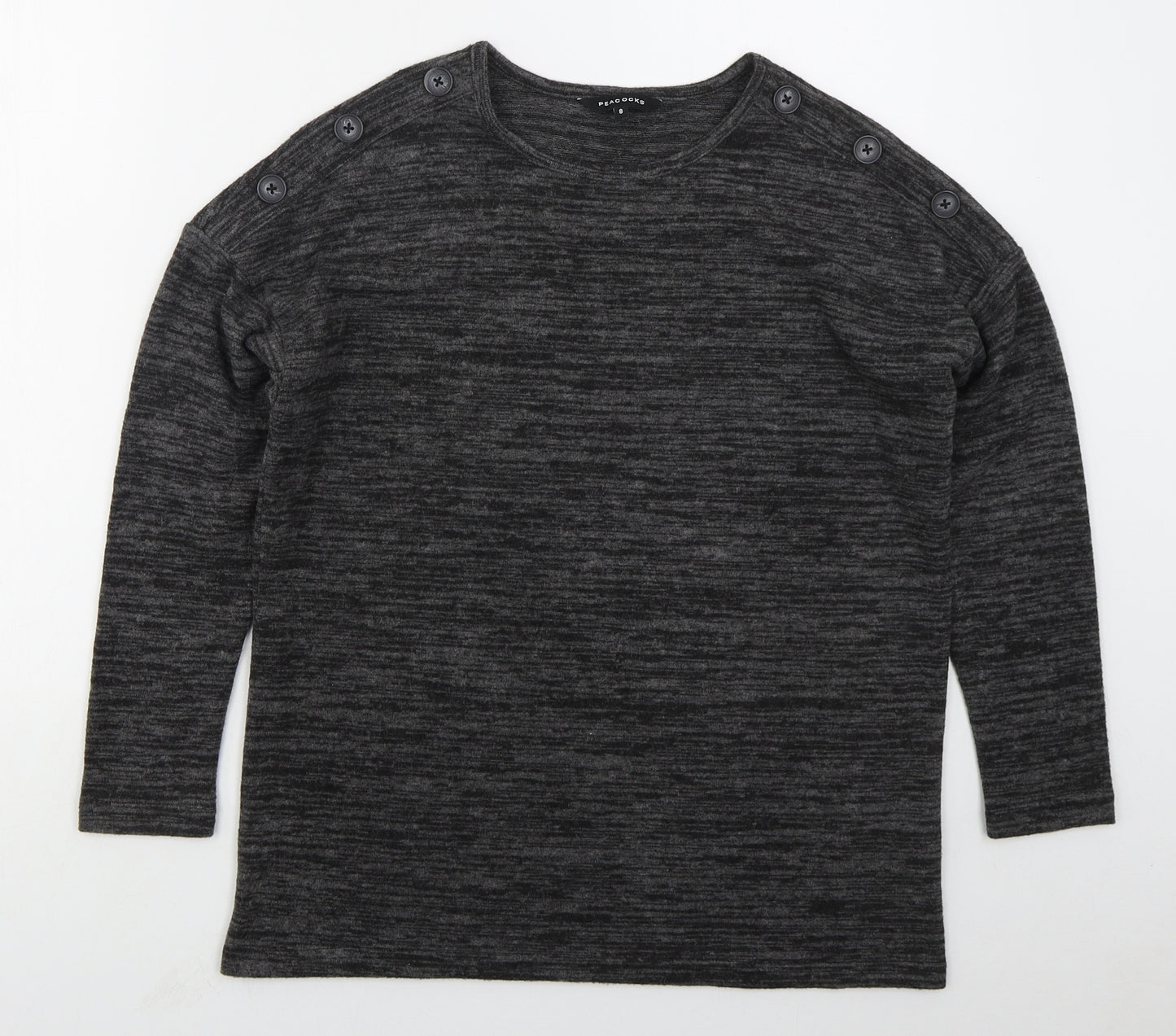 Peacocks Womens Grey Crew Neck  Polyester Pullover Jumper Size 8