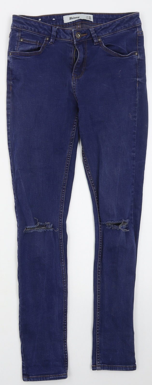 New Look Womens Blue  Cotton Skinny Jeans Size 10 L29 in Regular Button
