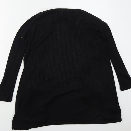 F&F Womens Black V-Neck  Polyester Cardigan Jumper Size 12