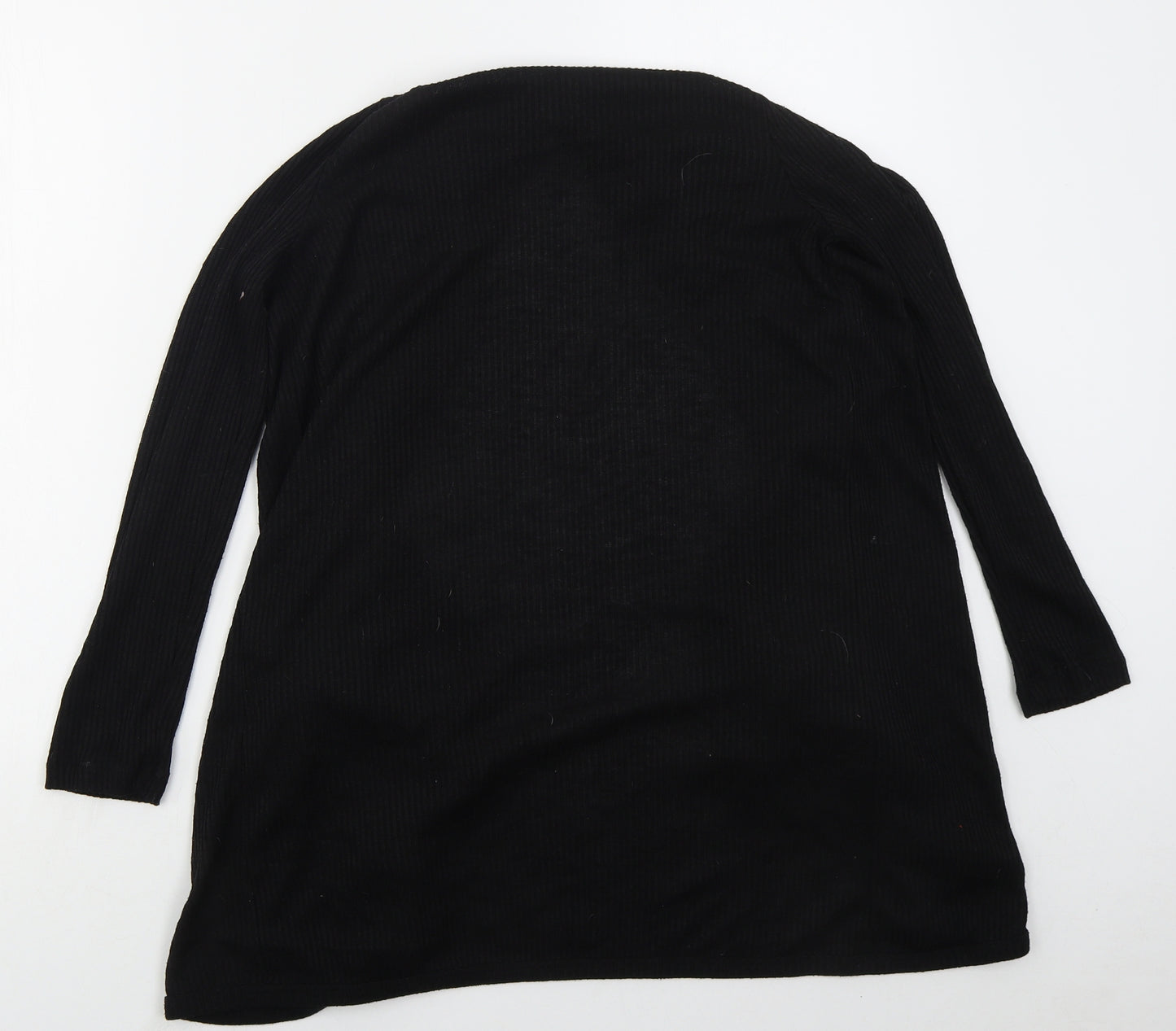 F&F Womens Black V-Neck  Polyester Cardigan Jumper Size 12