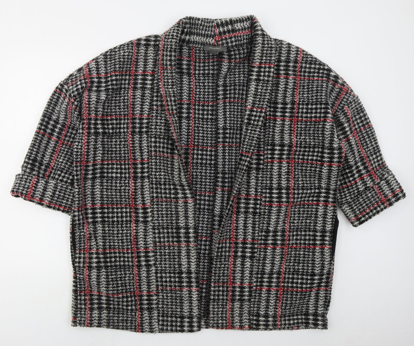 Primark Womens Grey Check  Jacket Coatigan Size 10