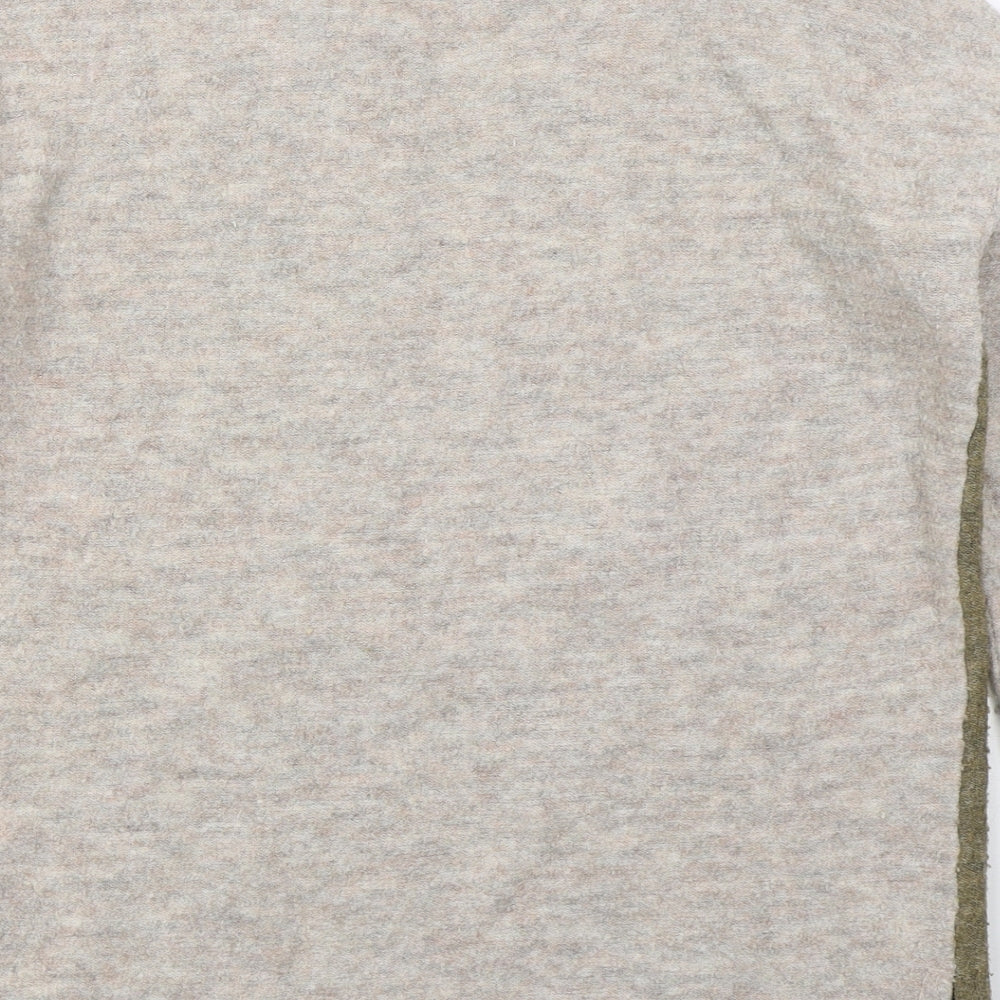 M&Co Womens Beige Mock Neck  Acrylic Pullover Jumper Size 10   - Colour Block