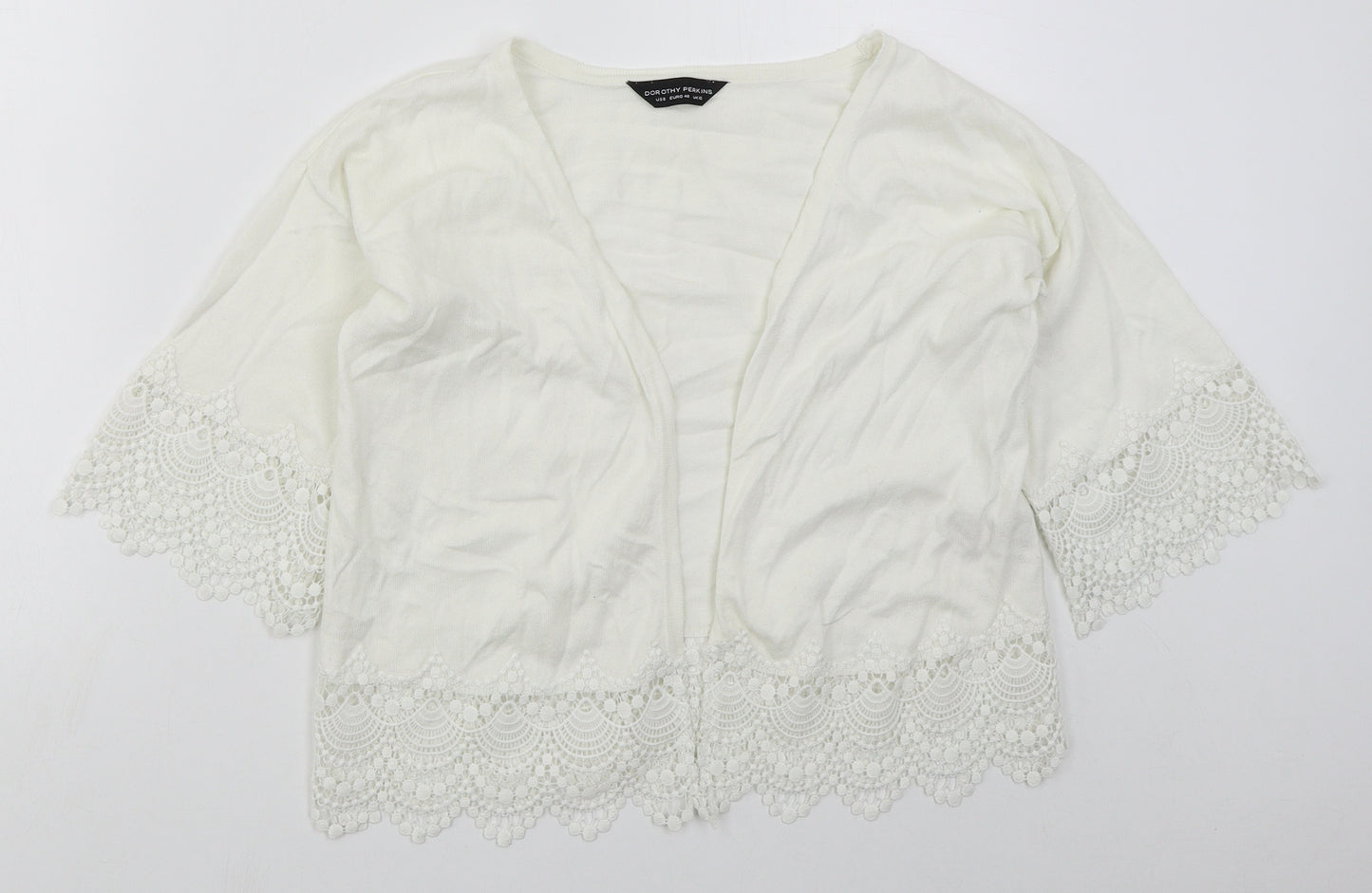 Dorothy Perkins Womens White V-Neck  Cotton Cardigan Jumper Size 12