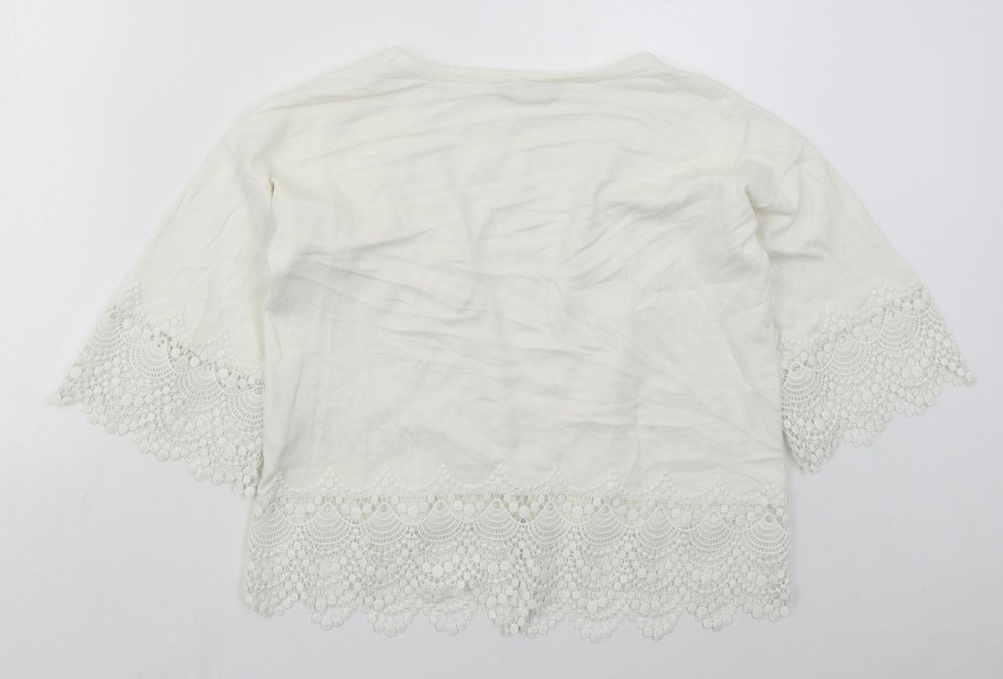 Dorothy Perkins Womens White V-Neck  Cotton Cardigan Jumper Size 12