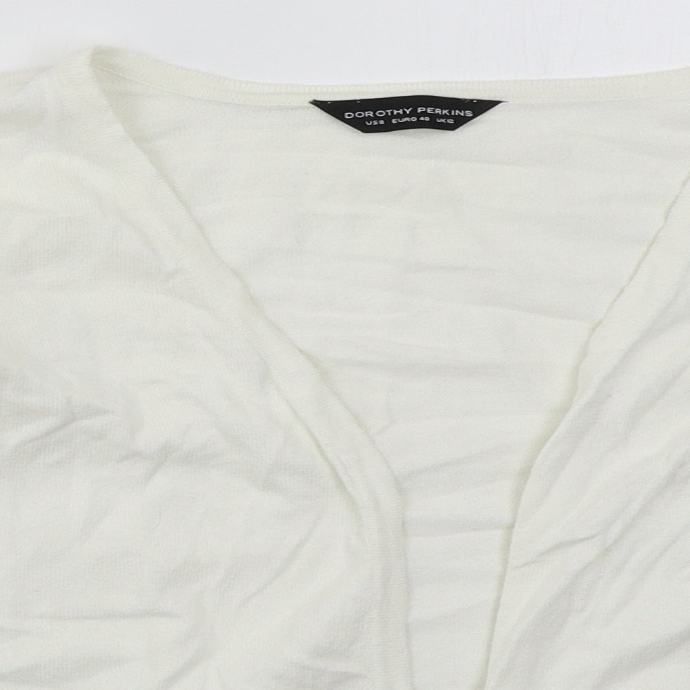 Dorothy Perkins Womens White V-Neck  Cotton Cardigan Jumper Size 12