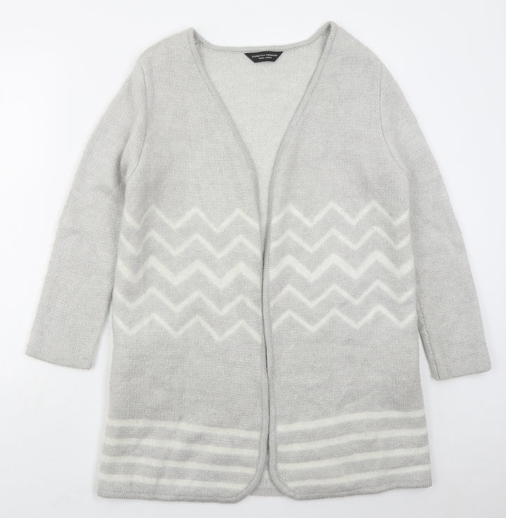 Dorothy Perkins Womens Grey V-Neck Geometric Acrylic Cardigan Jumper Size S - Zig Zag