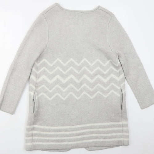 Dorothy Perkins Womens Grey V-Neck Geometric Acrylic Cardigan Jumper Size S   - Zig Zag