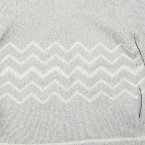 Dorothy Perkins Womens Grey V-Neck Geometric Acrylic Cardigan Jumper Size S   - Zig Zag