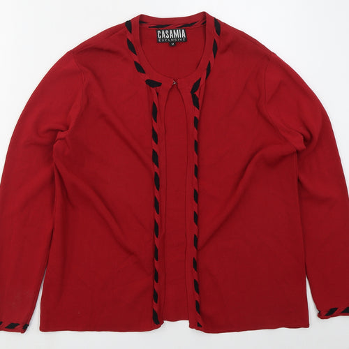 Zasamia Mens Red Round Neck  Viscose Cardigan Jumper Size M