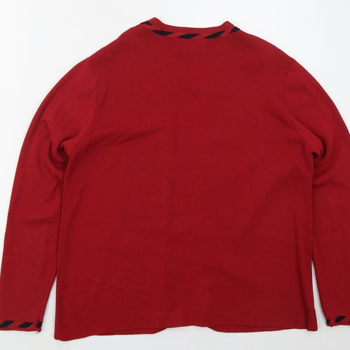Zasamia Mens Red Round Neck  Viscose Cardigan Jumper Size M
