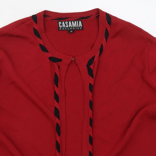Zasamia Mens Red Round Neck  Viscose Cardigan Jumper Size M