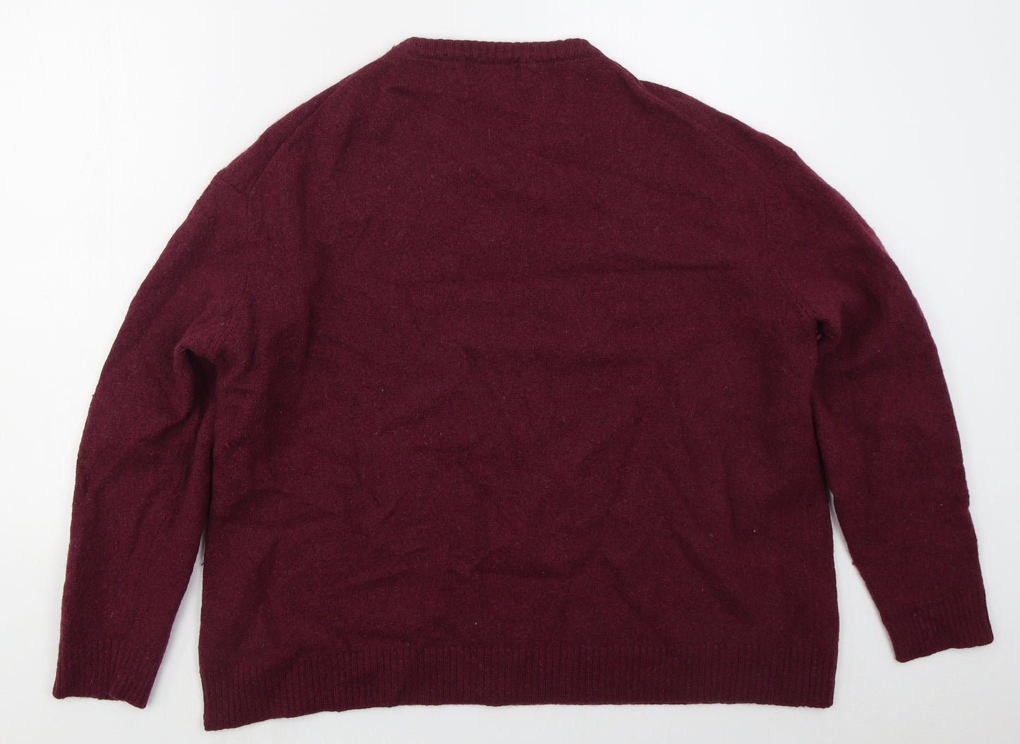 Williams & Brown Mens Red Crew Neck  Wool Pullover Jumper Size 3XL   - Burgundy