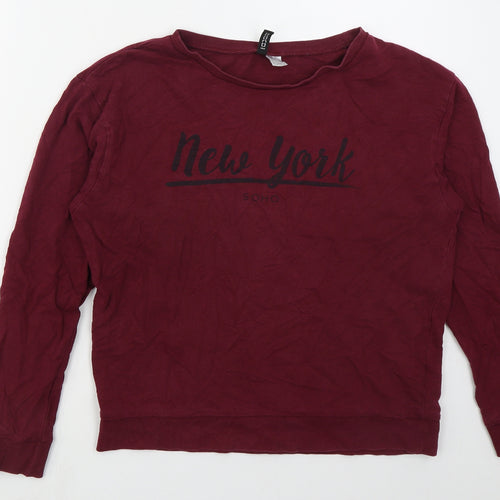 H&M Womens Red  Cotton Pullover Sweatshirt Size M  Pullover - New York
