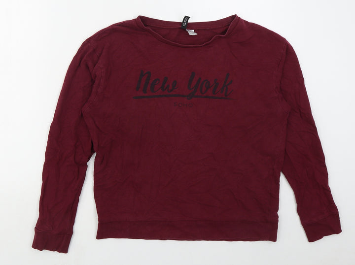 H&M Womens Red Cotton Pullover Sweatshirt Size M Pullover - New York