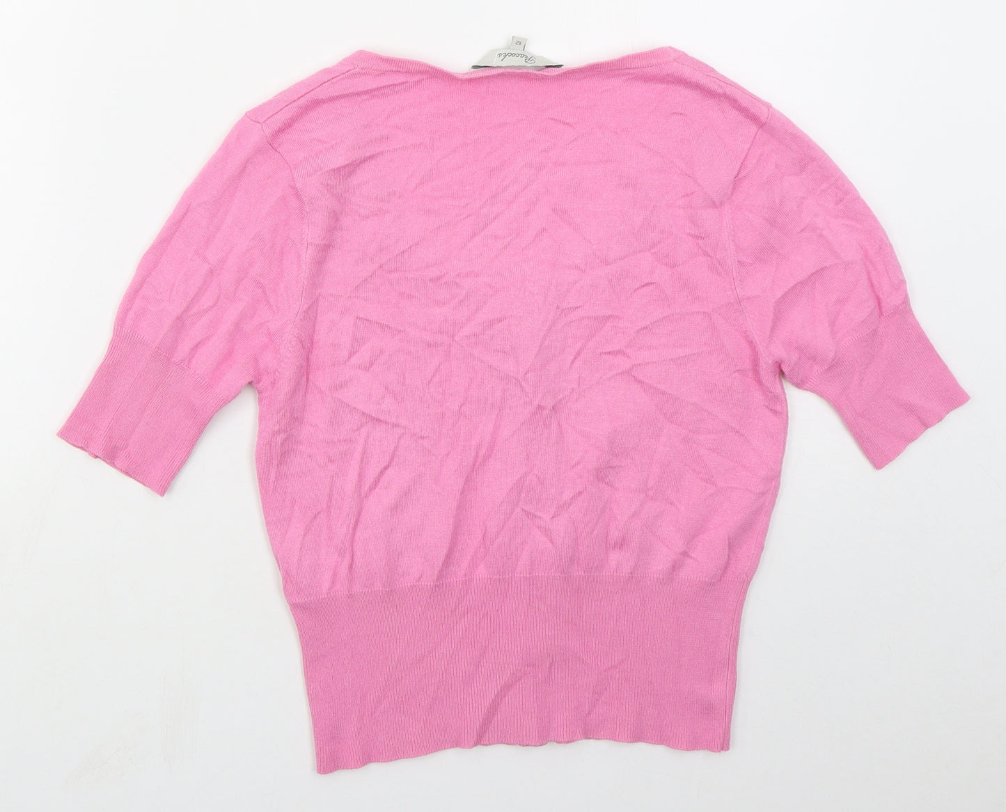 Peacocks Womens Pink Round Neck  Viscose Cardigan Jumper Size 12