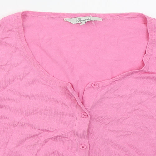 Peacocks Womens Pink Round Neck  Viscose Cardigan Jumper Size 12