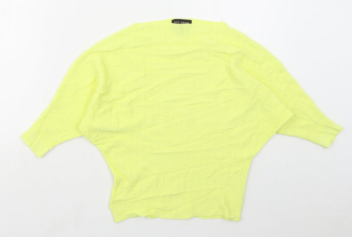 QED London Womens Yellow Boat Neck  Cotton Pullover Jumper Size L