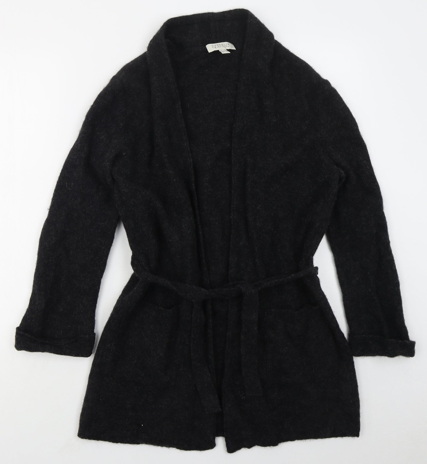 Gabriella Frattini Womens Grey V-Neck  Wool Cardigan Jumper Size 14
