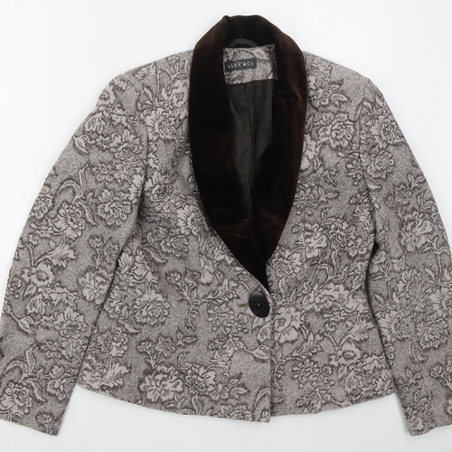 Alex & Co Womens Brown Floral  Jacket  Size 12  Button