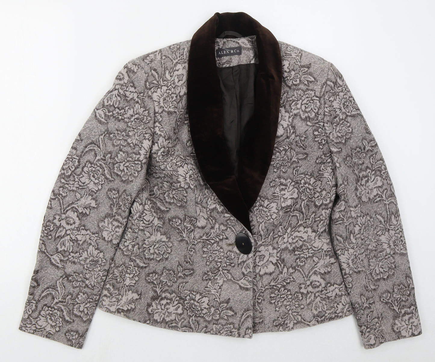 Alex & Co Womens Brown Floral  Jacket  Size 12  Button