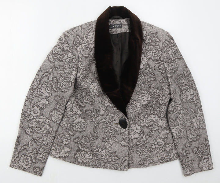 Alex & Co Womens Brown Floral  Jacket  Size 12  Button