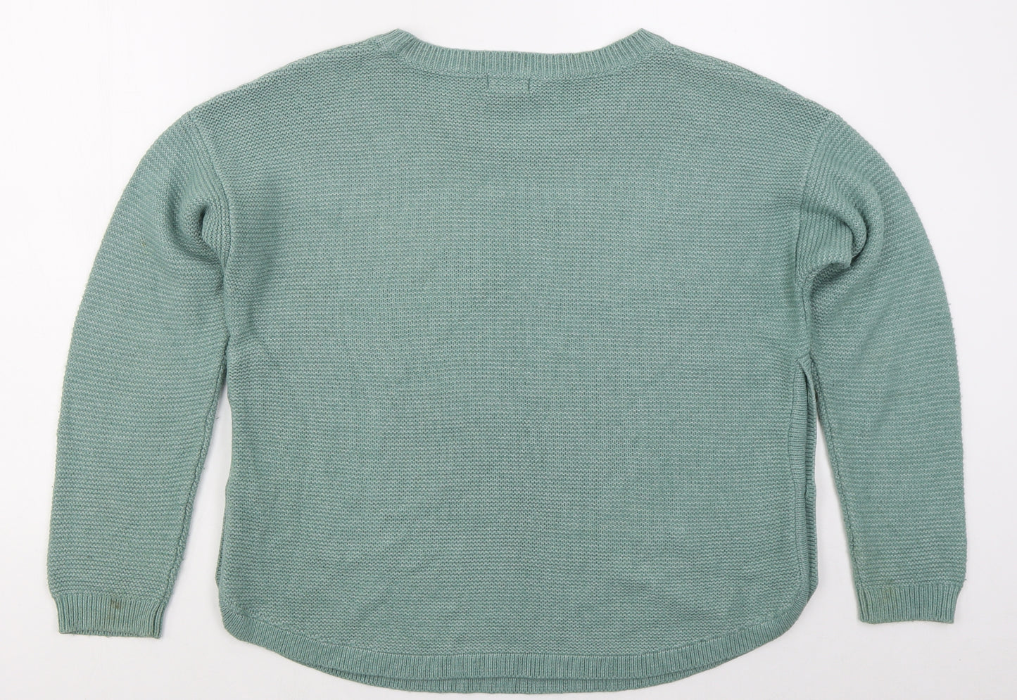 Fat Face Womens Green Boat Neck  Acrylic Pullover Jumper Size 12