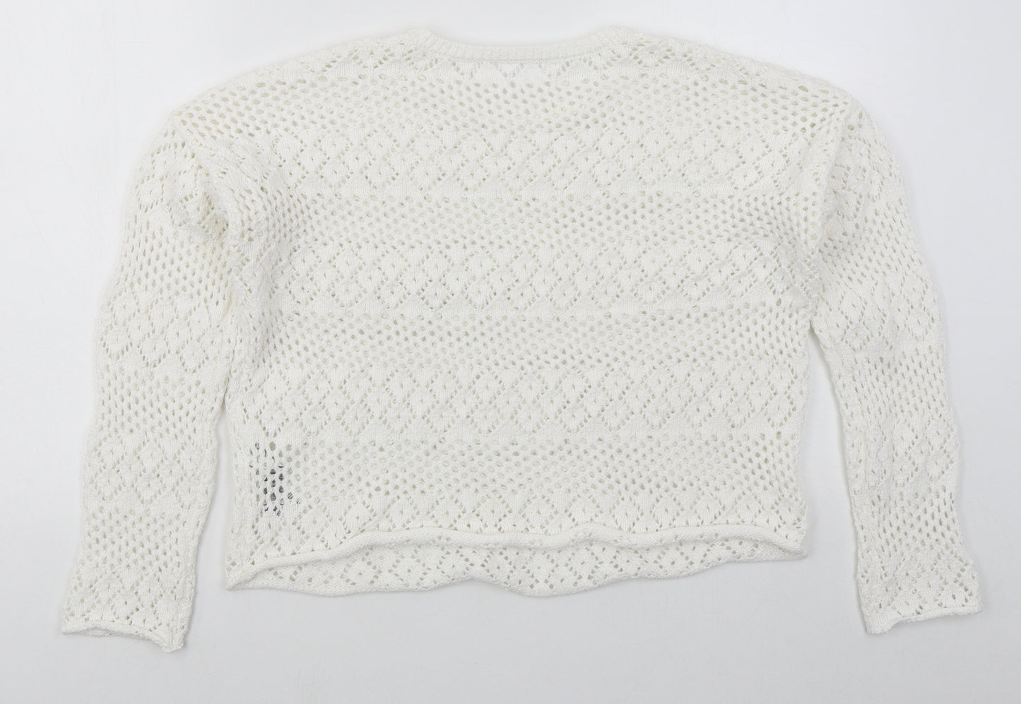 Primark Womens White Crew Neck  Polyester Pullover Jumper Size 12