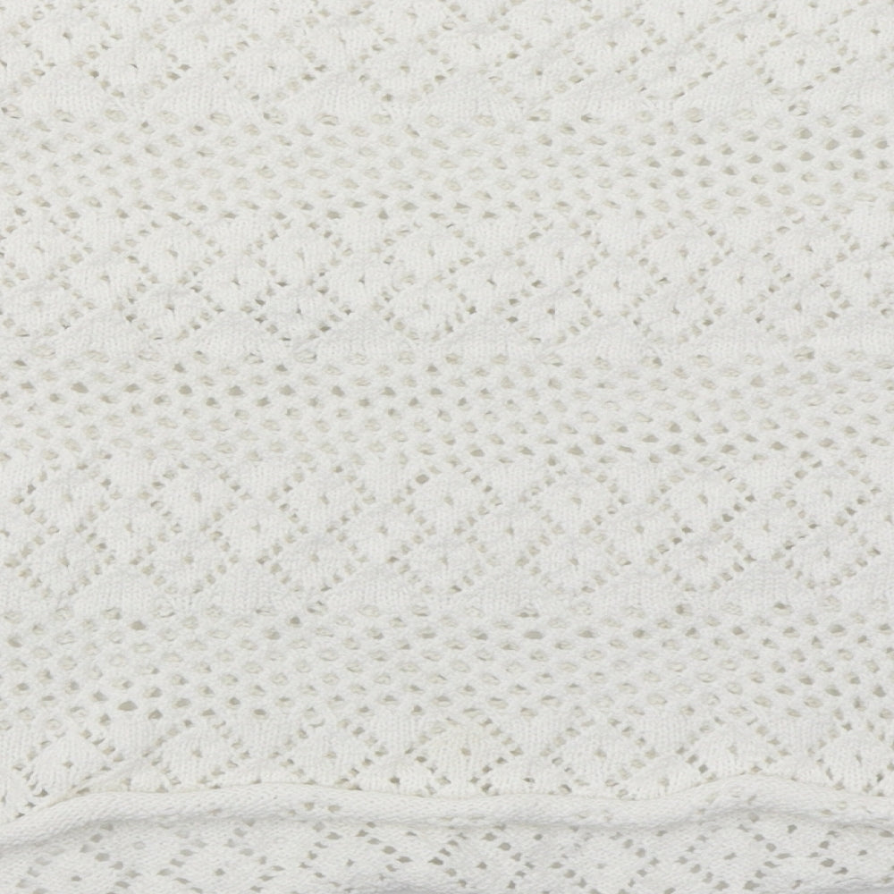 Primark Womens White Crew Neck  Polyester Pullover Jumper Size 12