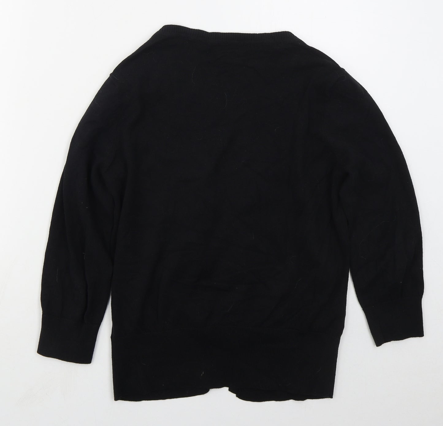 F&F Womens Black Round Neck  Cotton Cardigan Jumper Size 14