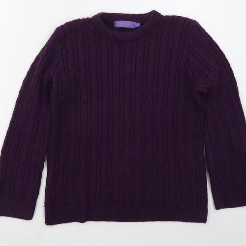 Autonomy Womens Purple Crew Neck  Acrylic Pullover Jumper Size S