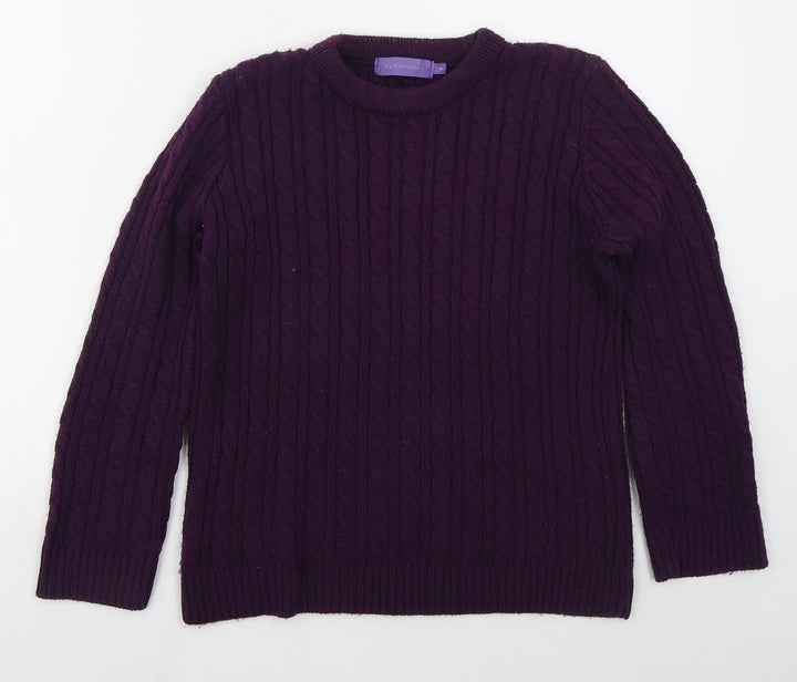 Autonomy Womens Purple Crew Neck Acrylic Pullover Jumper Size S