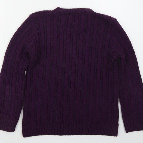 Autonomy Womens Purple Crew Neck  Acrylic Pullover Jumper Size S