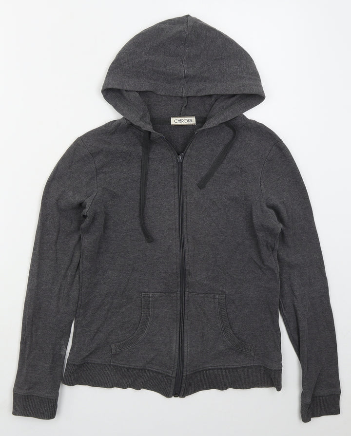 Cherokee Womens Grey  Cotton Full Zip Hoodie Size 8  Zip