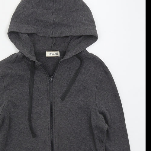 Cherokee Womens Grey  Cotton Full Zip Hoodie Size 8  Zip