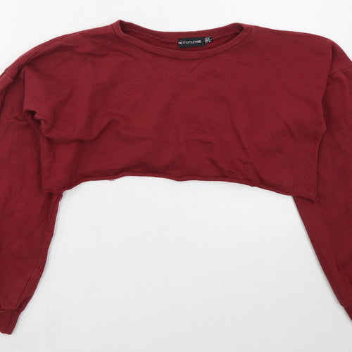 PRETTYLITTLETHING Womens Red  Cotton Pullover Sweatshirt Size 6  Pullover