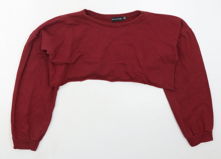 PRETTYLITTLETHING Womens Red  Cotton Pullover Sweatshirt Size 6  Pullover