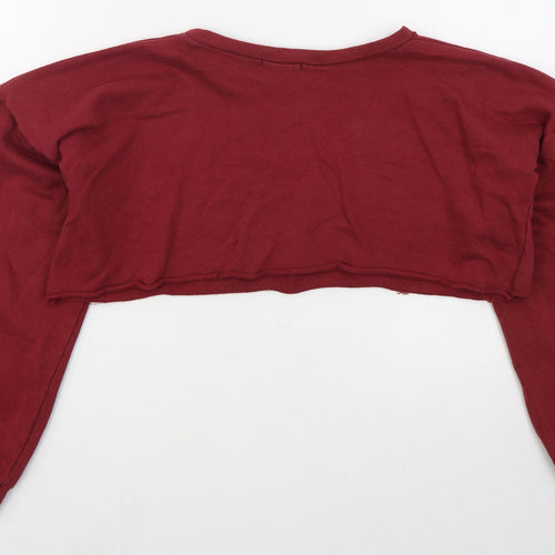 PRETTYLITTLETHING Womens Red  Cotton Pullover Sweatshirt Size 6  Pullover