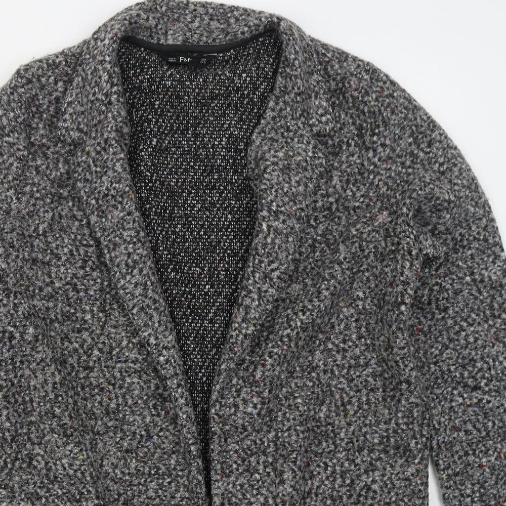 F&F Womens Grey V-Neck  Polyester Cardigan Jumper Size 12