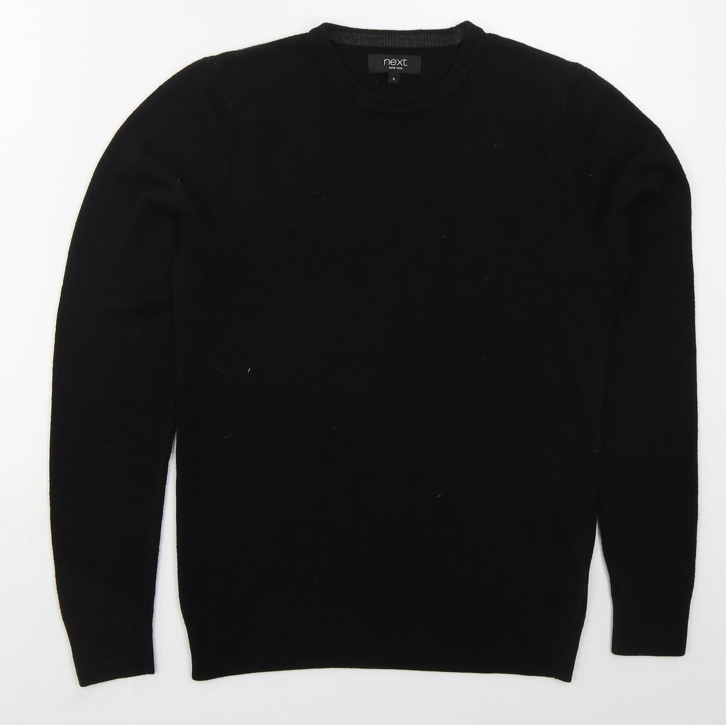 NEXT Mens Black Crew Neck  Acrylic Pullover Jumper Size S