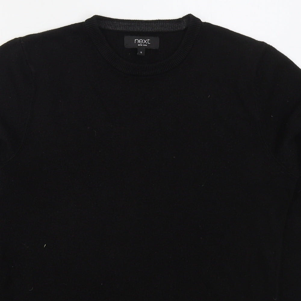 NEXT Mens Black Crew Neck  Acrylic Pullover Jumper Size S