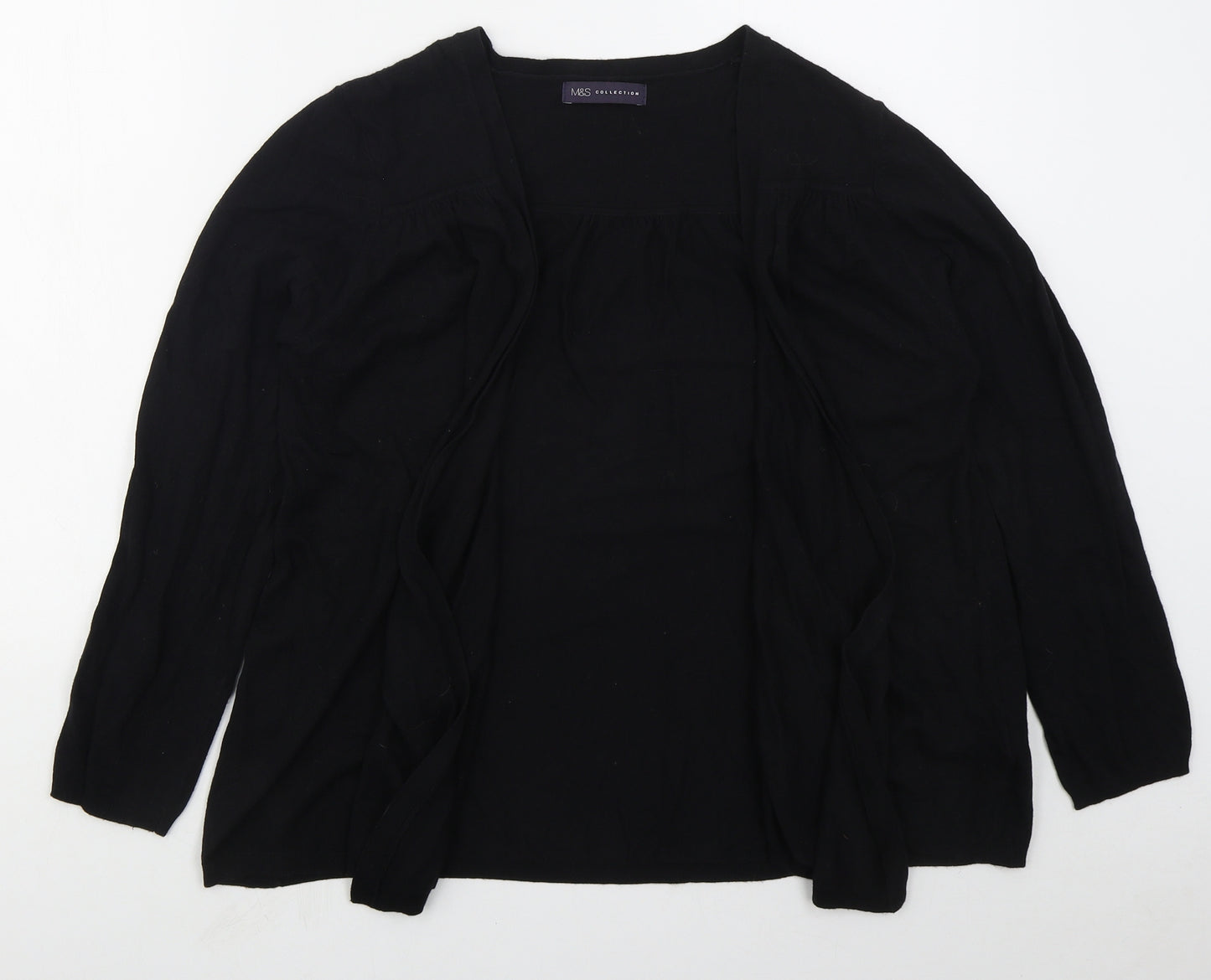 Marks and Spencer Womens Black V-Neck  Nylon Cardigan Jumper Size 16