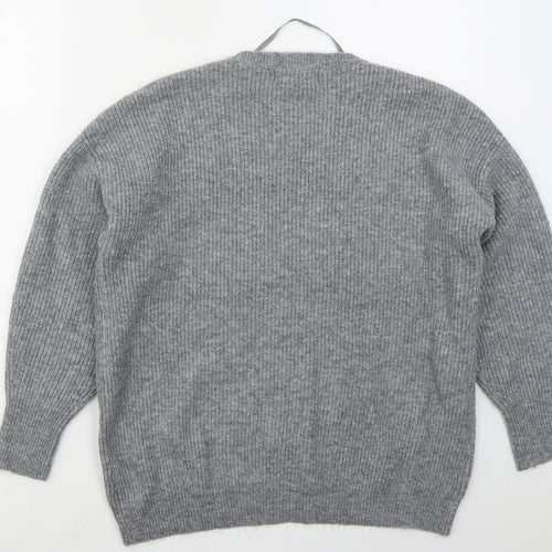 Primark Womens Grey Crew Neck  Acrylic Pullover Jumper Size 12