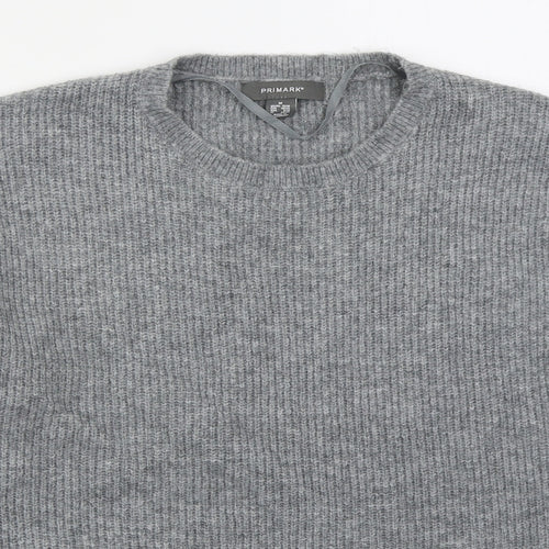 Primark Womens Grey Crew Neck  Acrylic Pullover Jumper Size 12