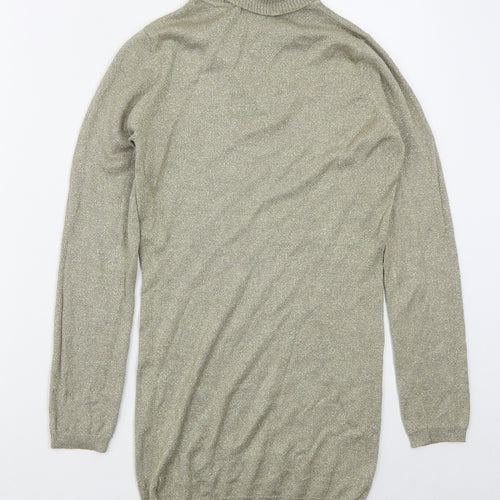 Tosha Womens Gold  Viscose Jumper Dress  Size S  Roll Neck Pullover