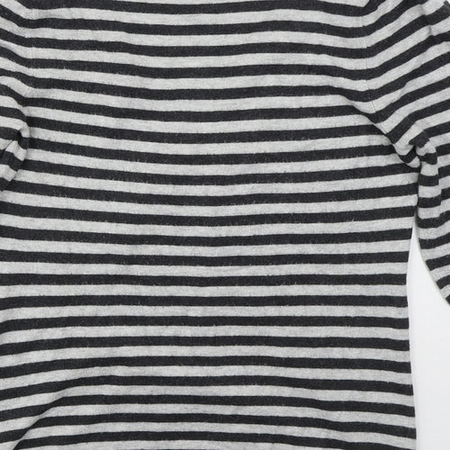 New Look Womens Grey Scoop Neck Striped Viscose Pullover Jumper Size 10