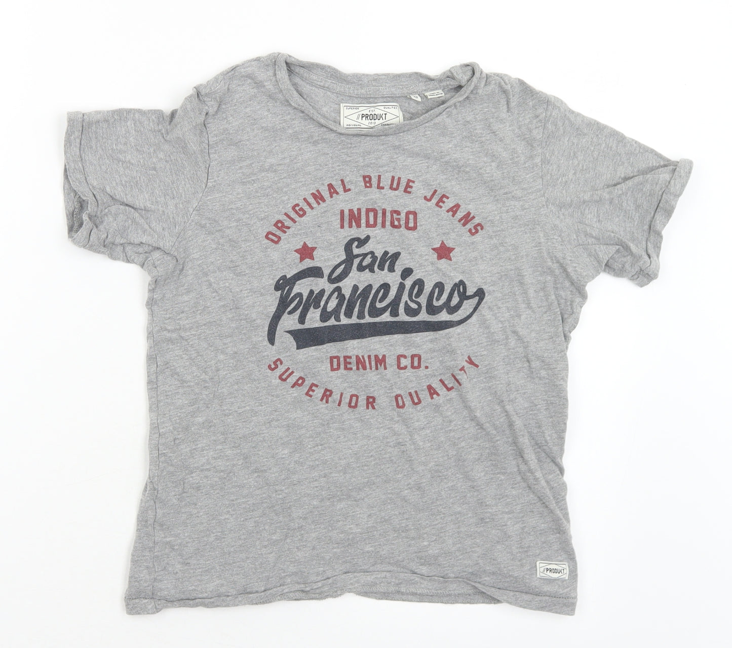 Produkt Boys Grey  Cotton Basic T-Shirt Size 11-12 Years Crew Neck  - San Francisco