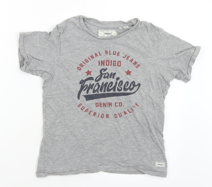 Produkt Boys Grey  Cotton Basic T-Shirt Size 11-12 Years Crew Neck  - San Francisco